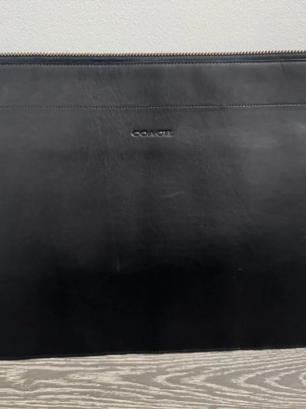Coach Black Leather Zip Portfolio – Style 61084
